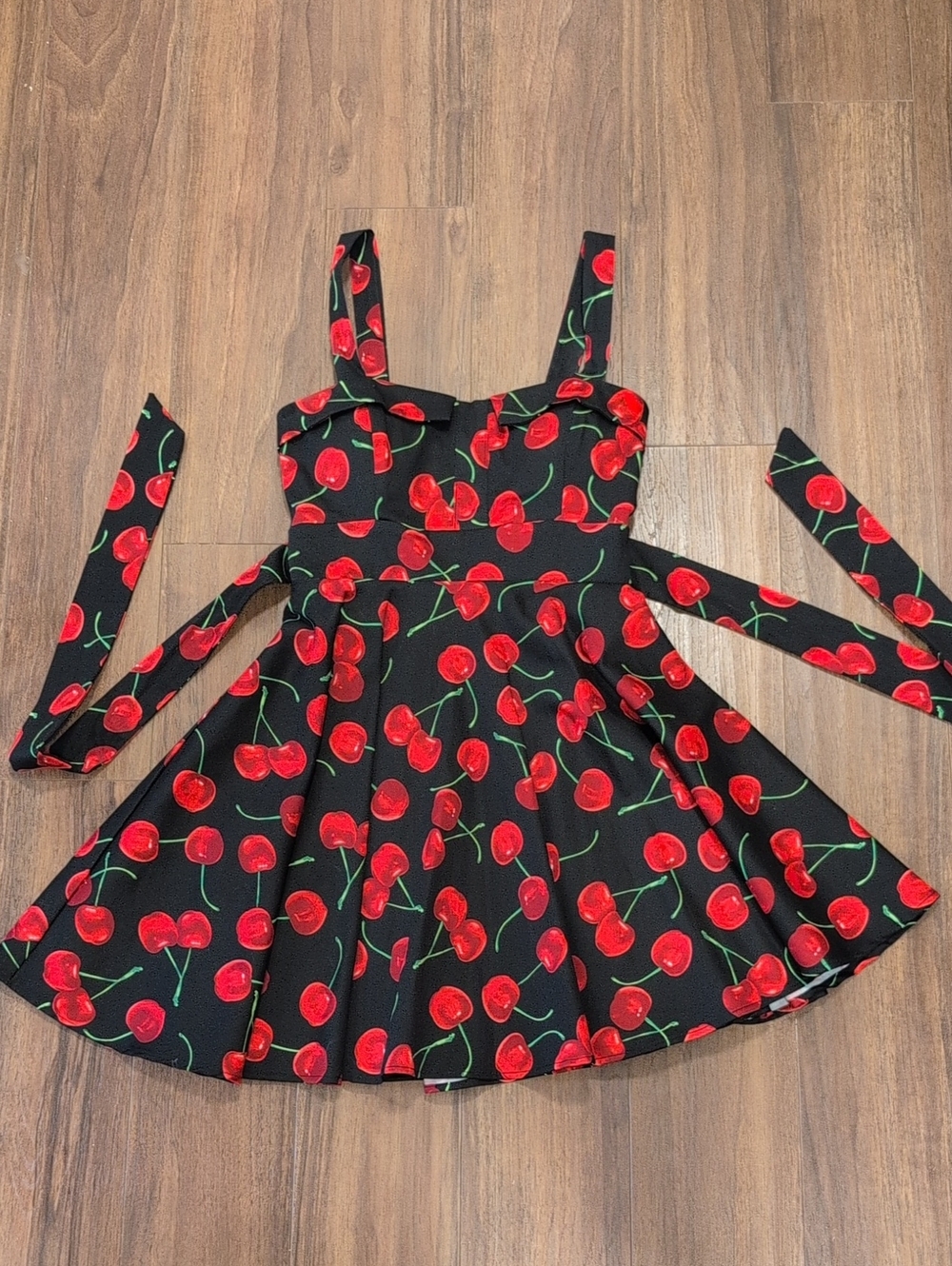 Black Cherry Retro 50s Style Print Dress Made In USA